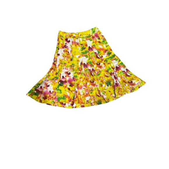 J. PETERMAN ABSTRACT FLORAL VIBRANT A-LINE SKIRT SZ 4 - Picture 1 of 3